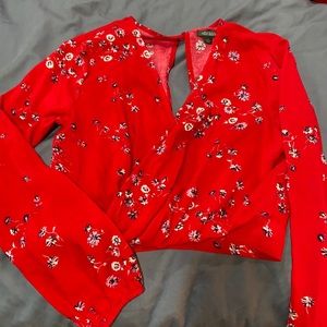 Red Flower Blouse